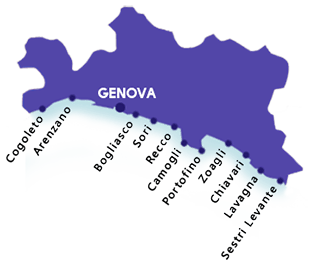 Carte des plages dans la province de Gênes