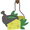 Des délices culinaires de la Ligurie - l'huile d'olive, du fromage et pesto